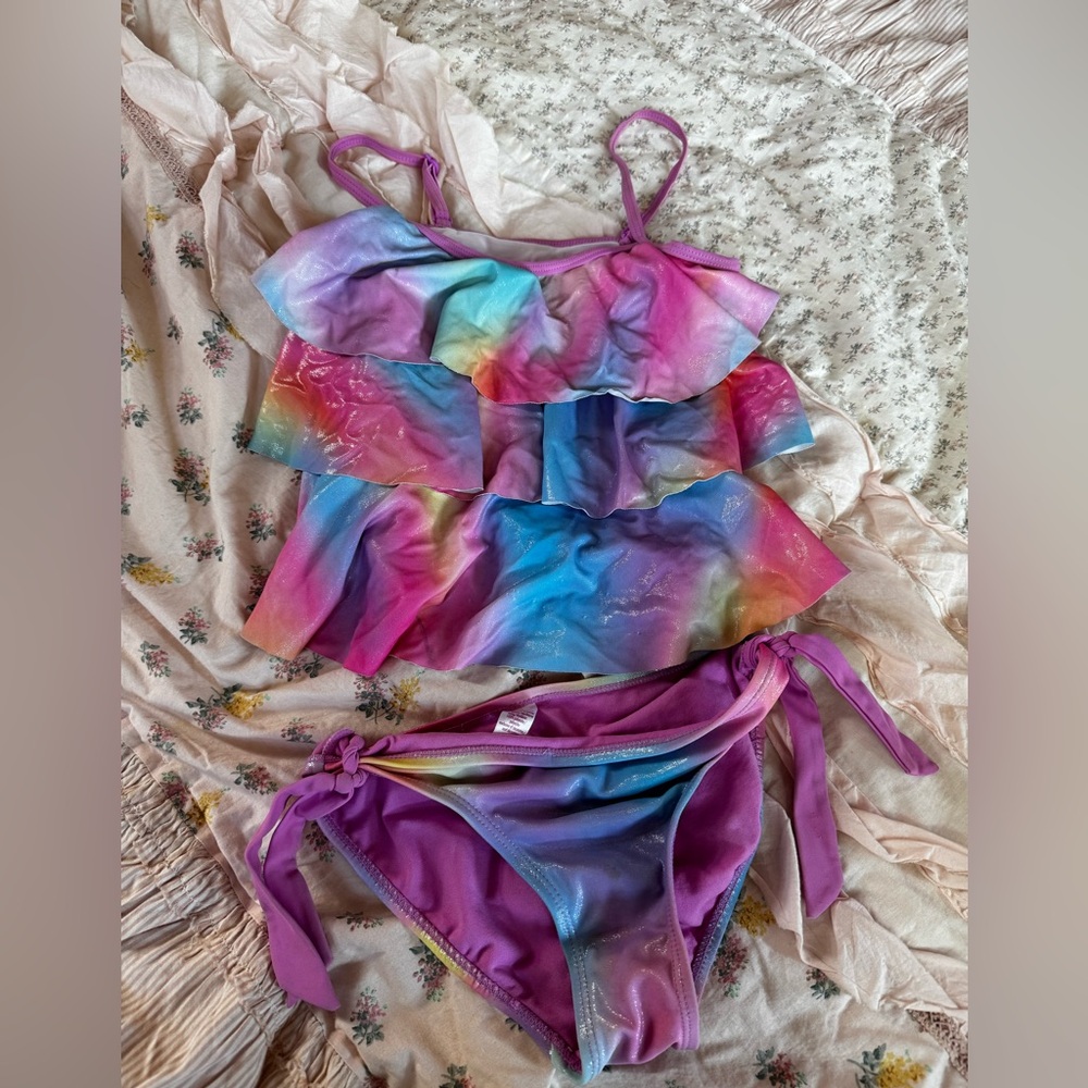 Justice Rainbow Ruffle Shine Bikini/ Tankini Set 10